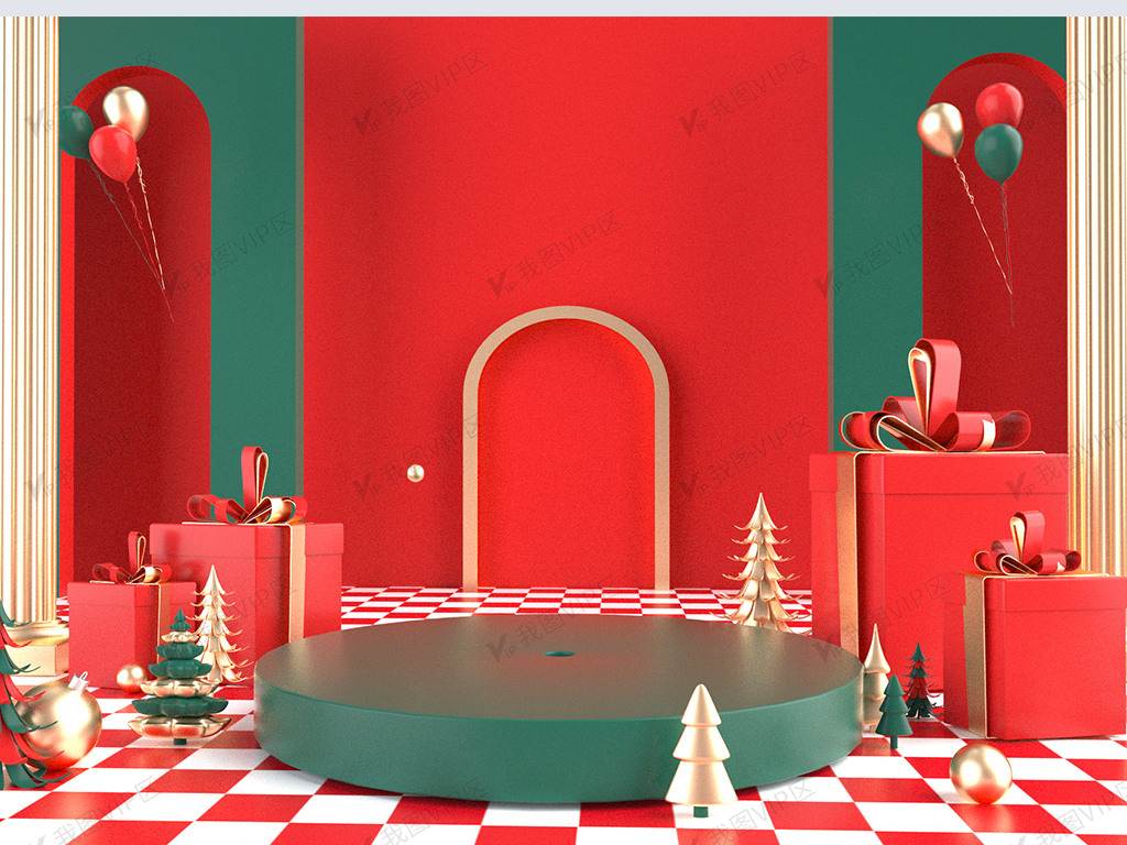 红绿色喜庆圣诞节背景行业通用电商促.