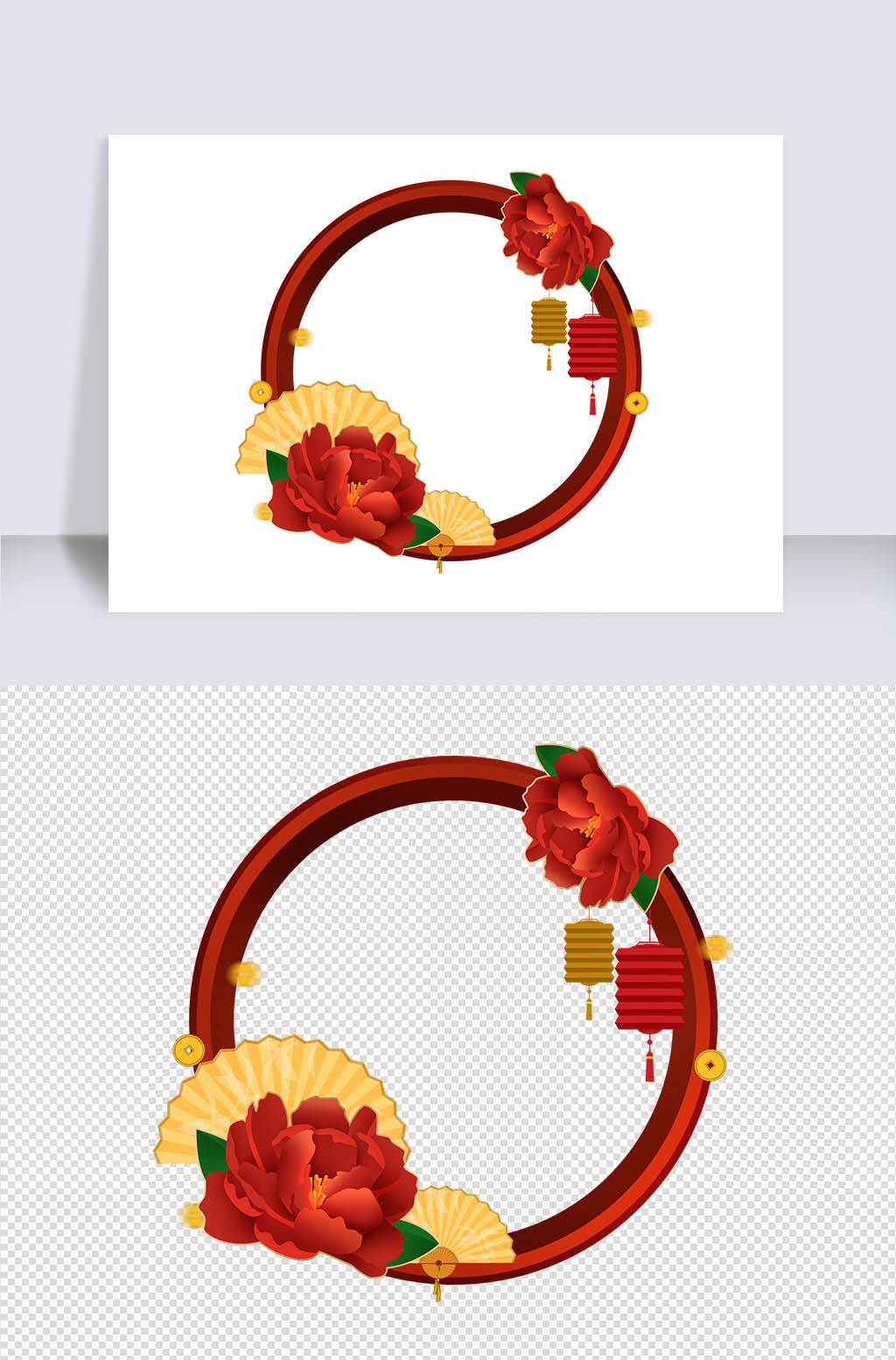 2020唯美中国风国潮新年边框气泡