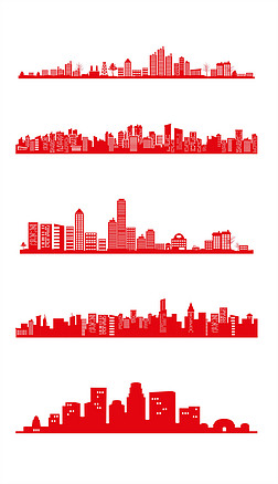 城市剪影地标建筑手绘都市免抠素材矢量图