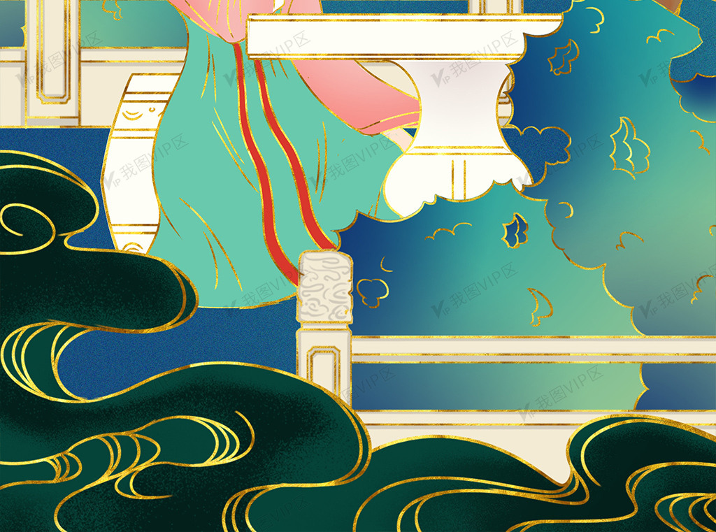 描金国手绘插画