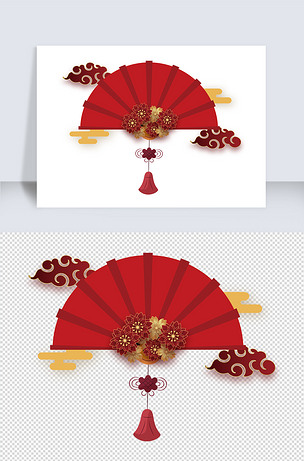 新年春节喜庆折扇传统矢量元素