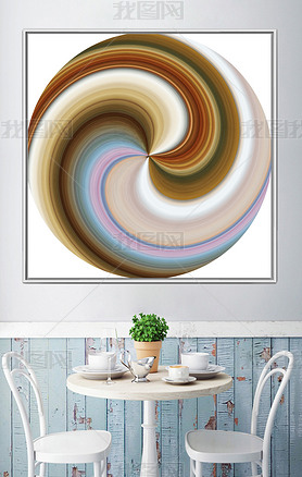 圆环形彩色旋涡抽象几何风车图案艺术装饰画