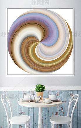圆环形彩色旋涡抽象几何风车图案艺术装饰画
