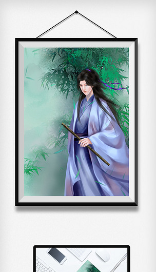 中国风美男古代男子仙气仙侠玄幻竹笛