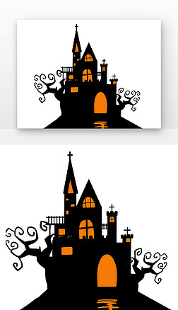 万圣节恐怖节日装饰万圣节城堡剪影