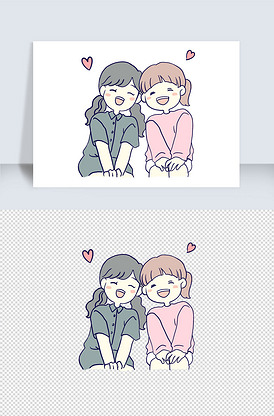 闺蜜手绘卡通元素