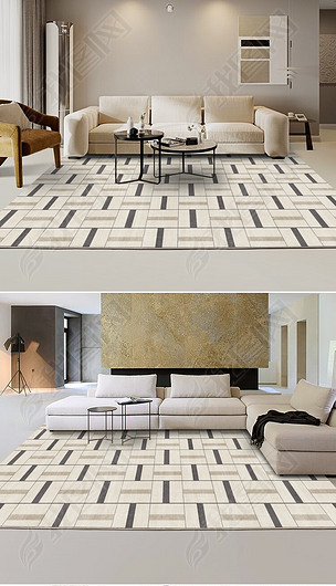 现代简约几何轻奢客厅卧室地毯地垫设计