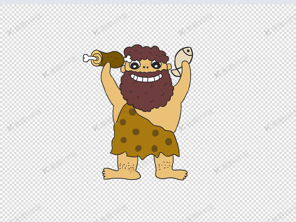 原始人手绘卡通元素