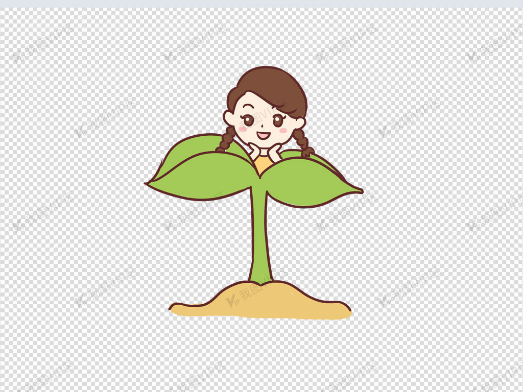 播种发芽手绘卡通元素