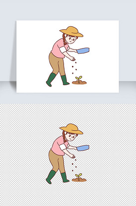 播种手绘卡通元素