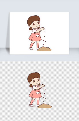 播种手绘卡通元素