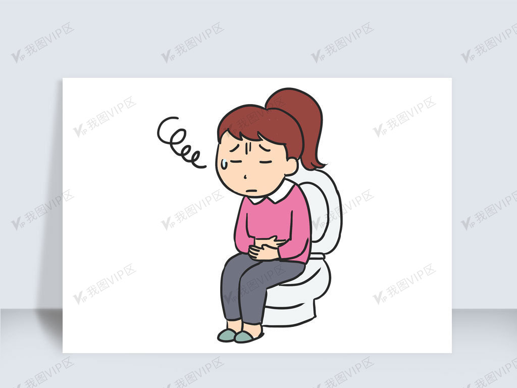 拉肚子手绘卡通元素