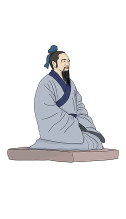 手绘古代书卷插画|古代人手绘中年孔子