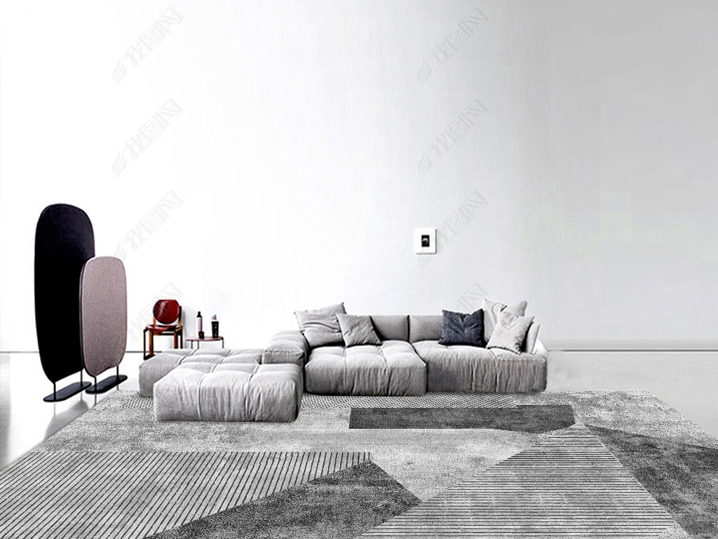 北欧简约现代田园抽象艺术几何客厅地毯地垫