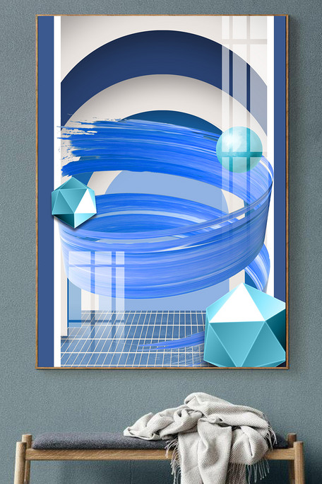 现代简约抽象立体空间几何3d空间装.