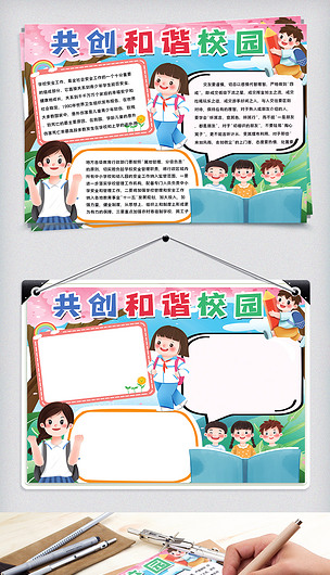 共创和谐校园手抄报