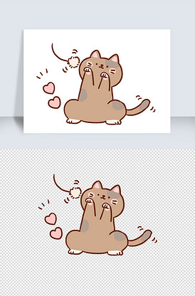 可爱猫咪手绘卡通元素