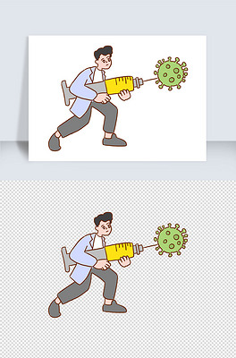 疫苗手绘卡通元素