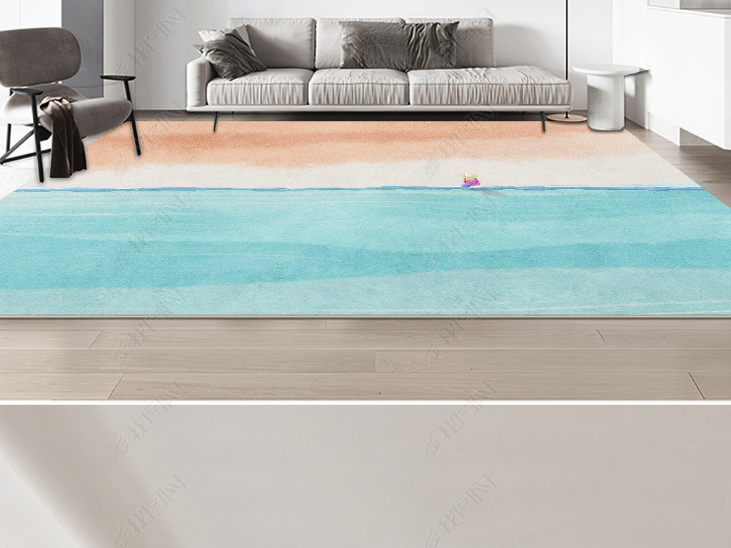 现代简约抽象水彩肌理客厅卧室地毯地垫设计