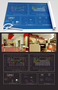 酒楼宴会酒店饭店CAD图纸施工图平面图