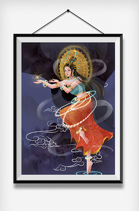 国潮风节日快乐恭喜发财美女财神中国.