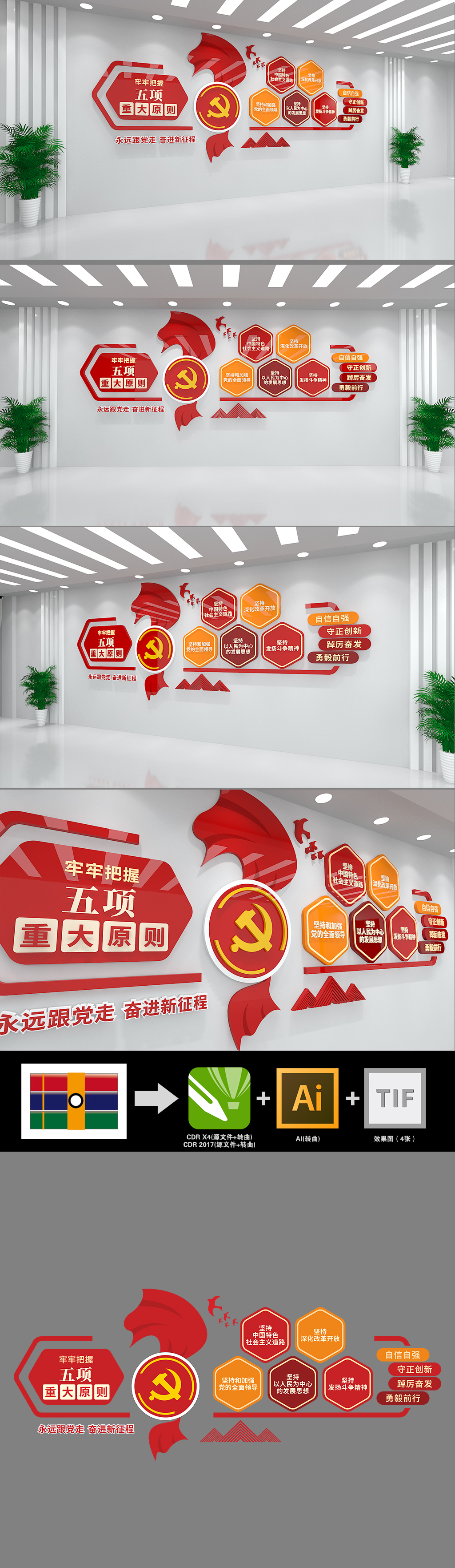 五项重大原则党建文化墙