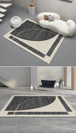 现代简约几何极简轻奢客厅卧室地毯地垫设计