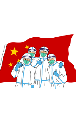 手绘抗疫英雄抗击疫情旗新冠病毒防疫大白