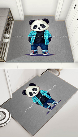 现代简约卡通动物个性熊猫入户门垫地毯地垫