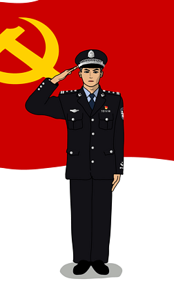 矢量手绘男警察敬礼制服公安民警人民警察