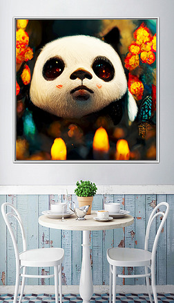 ai绘画可爱熊猫儿童房创意现代家居装饰画