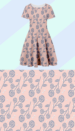 小碎花连衣裙矢量素材