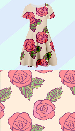 小碎花连衣裙矢量素材