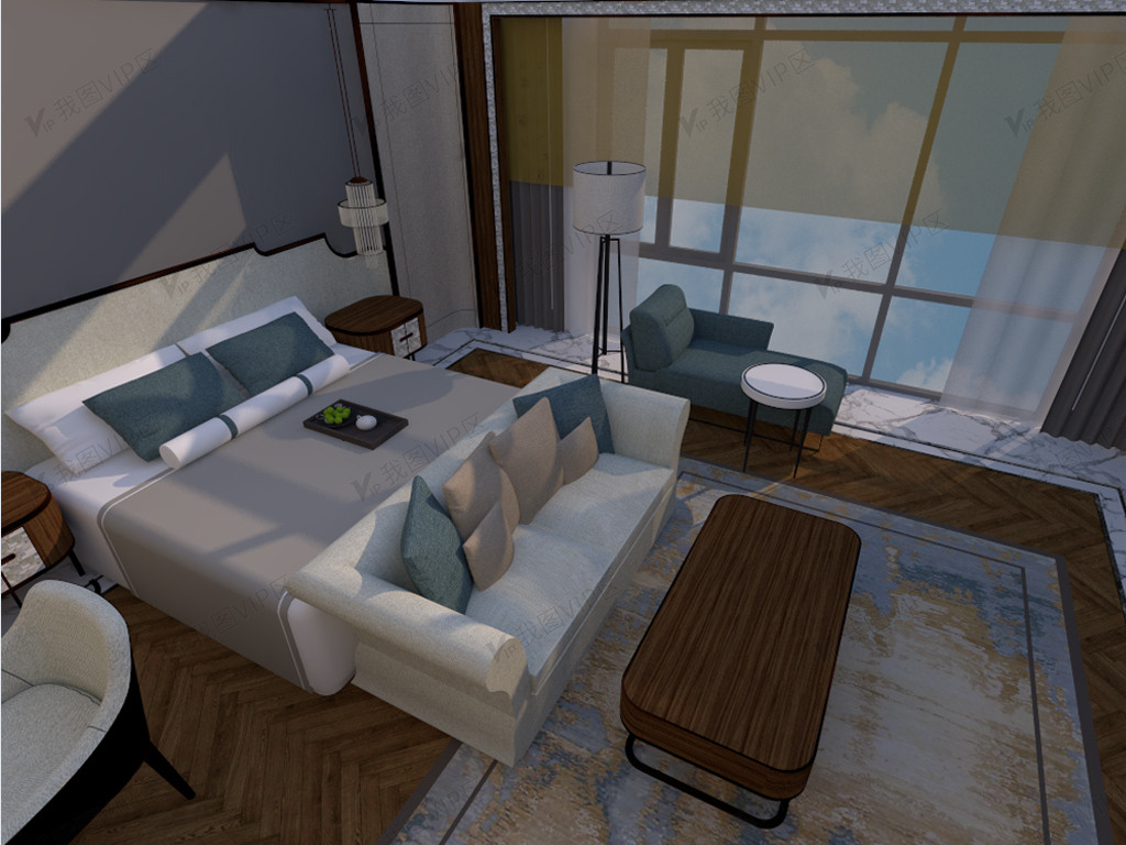 原创su模型建模模型简约轻奢户型图.