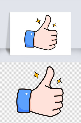 卡通描边风点赞大拇指素材