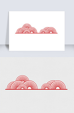 红色中国风祥云圆形花纹