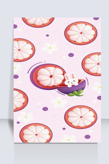 可爱兔子山竹水彩水果手机壁纸