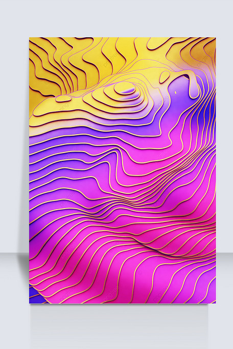 黄紫色3d立体空间切片渐变背景