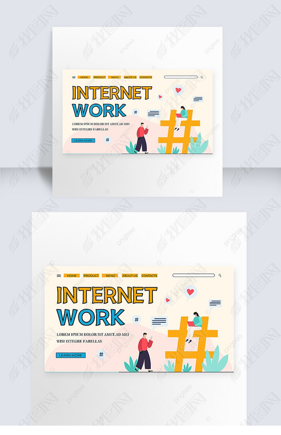 internet banner pink illustration