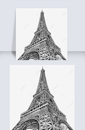 仰视速写埃菲尔铁塔