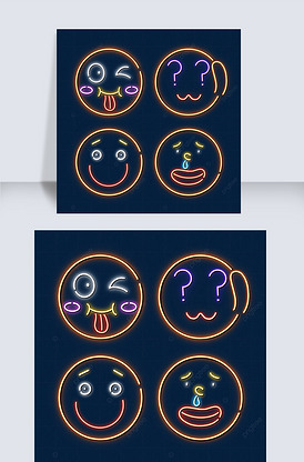 emoji橙色聊天表情包霓虹灯