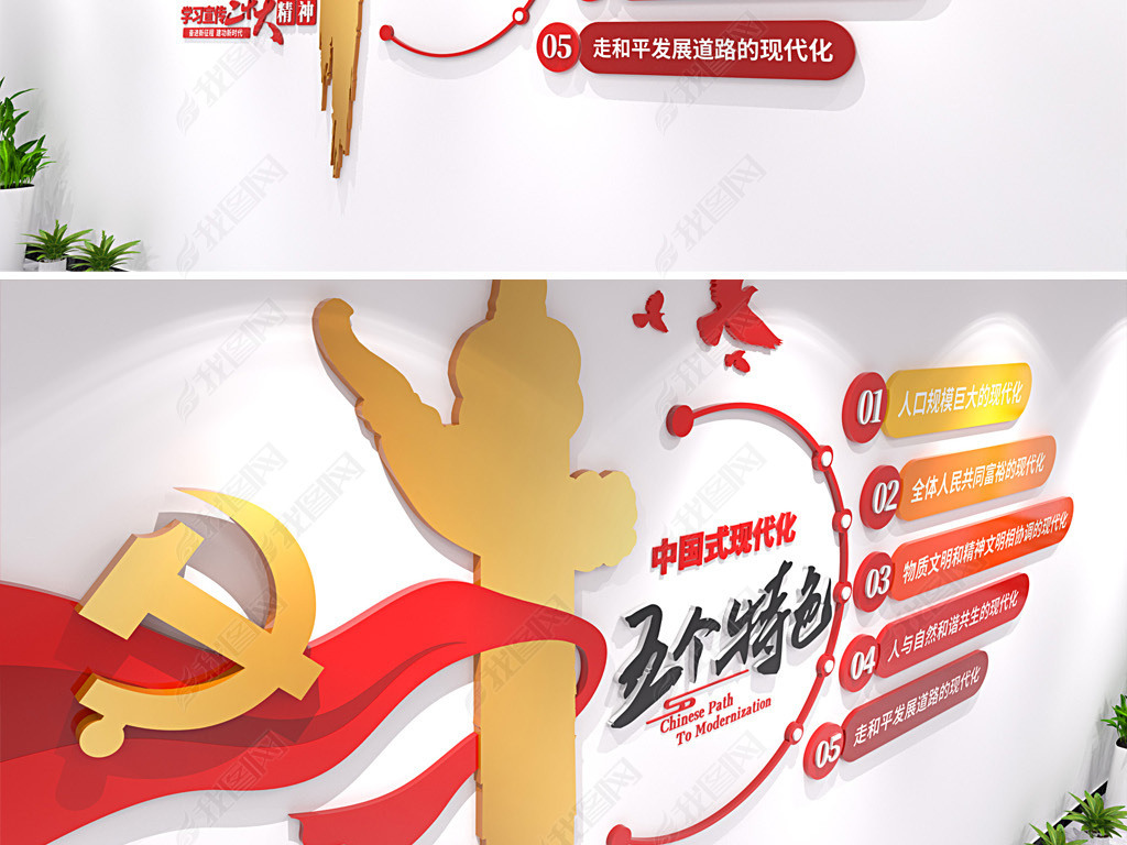 中国式现代化五个特色党的二十大文化墙