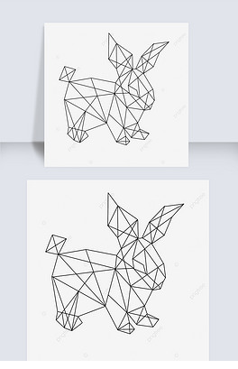 几何线条艺术动物小兔子