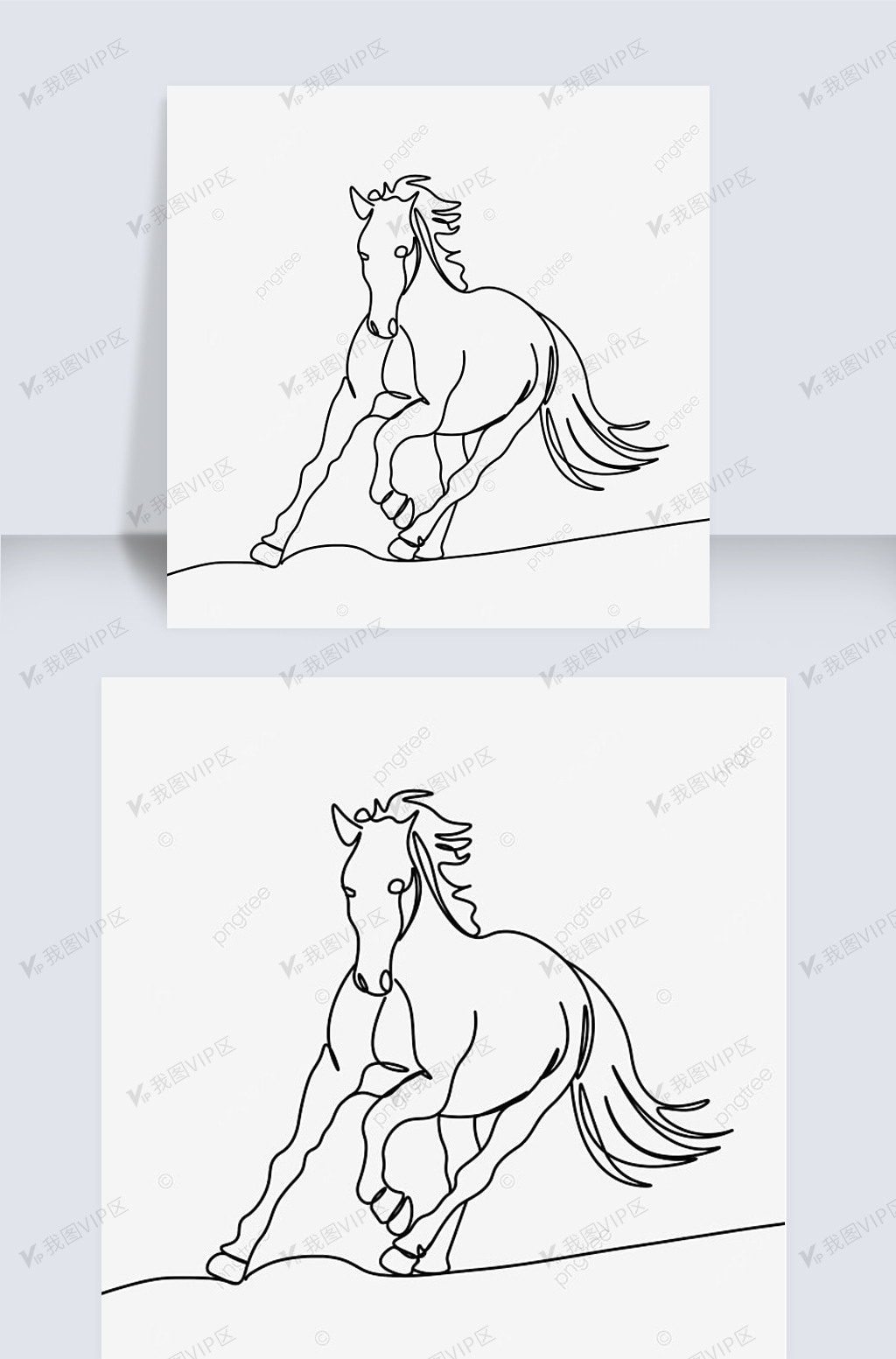 艺术线条画动物马