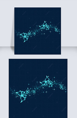 蓝色轨迹免抠元素|蓝色抽象飞舞轨迹光效蝴蝶