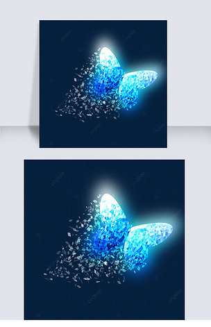 蓝色破碎效果光效蝴蝶