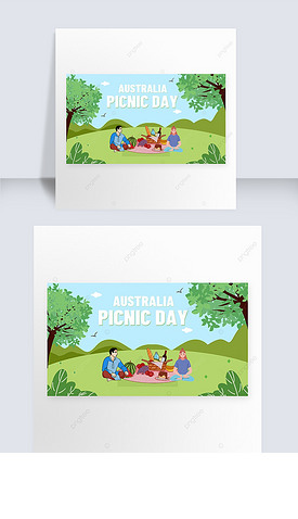 澳大利亚野餐日卡通横幅