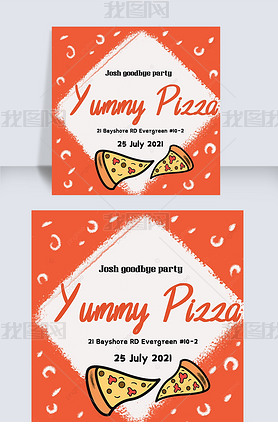orange pizza invitation instagram post