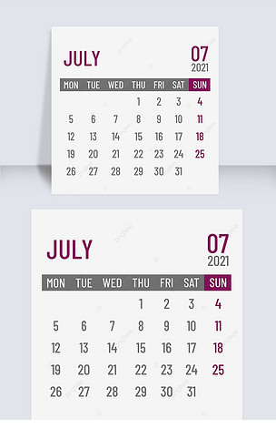 2021年七月商务日历