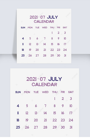 简约2021年七月日历